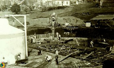 Construção do novo Balneário - Fonte da Água Mineral Termal, hoje está dentro do Balneário, ano 1933